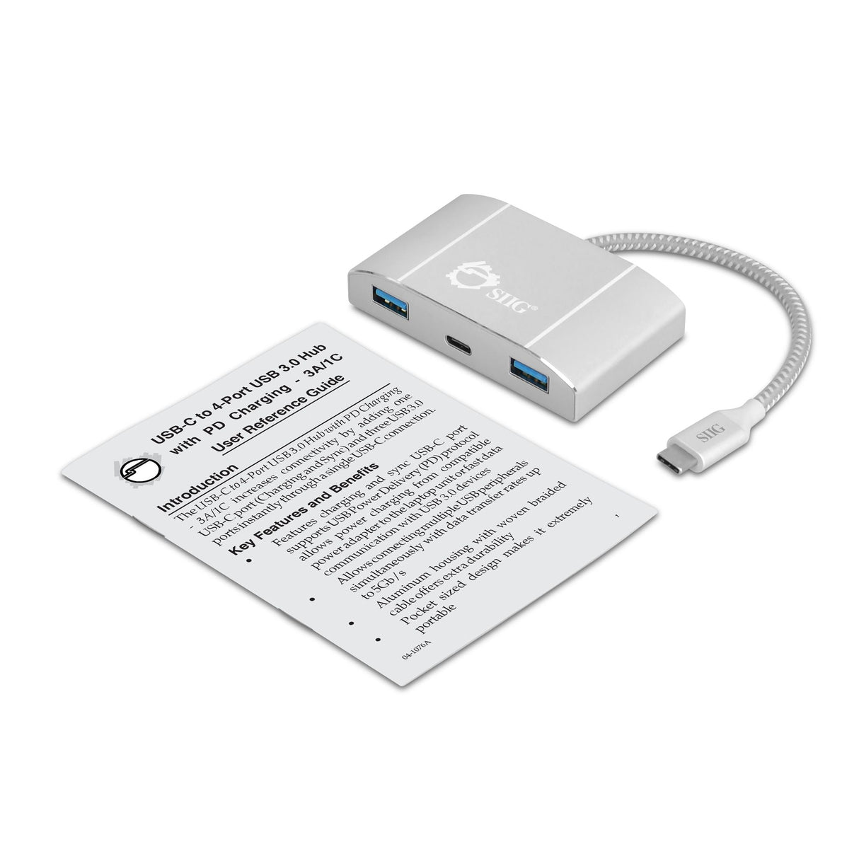 USB-C to 4-Port USB 3.0 Hub with PD Charging - 3A/1C