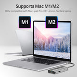 USB-C to HDMI with LAN Hub & PD Charging Adapter, HDMI 4K@30Hz, two USB-A 5Gbps, GbE, PD100W