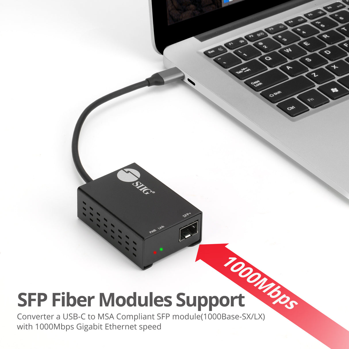 USB-C to SFP Fiber Gigabit Ethernet Adapter - TAA compliant