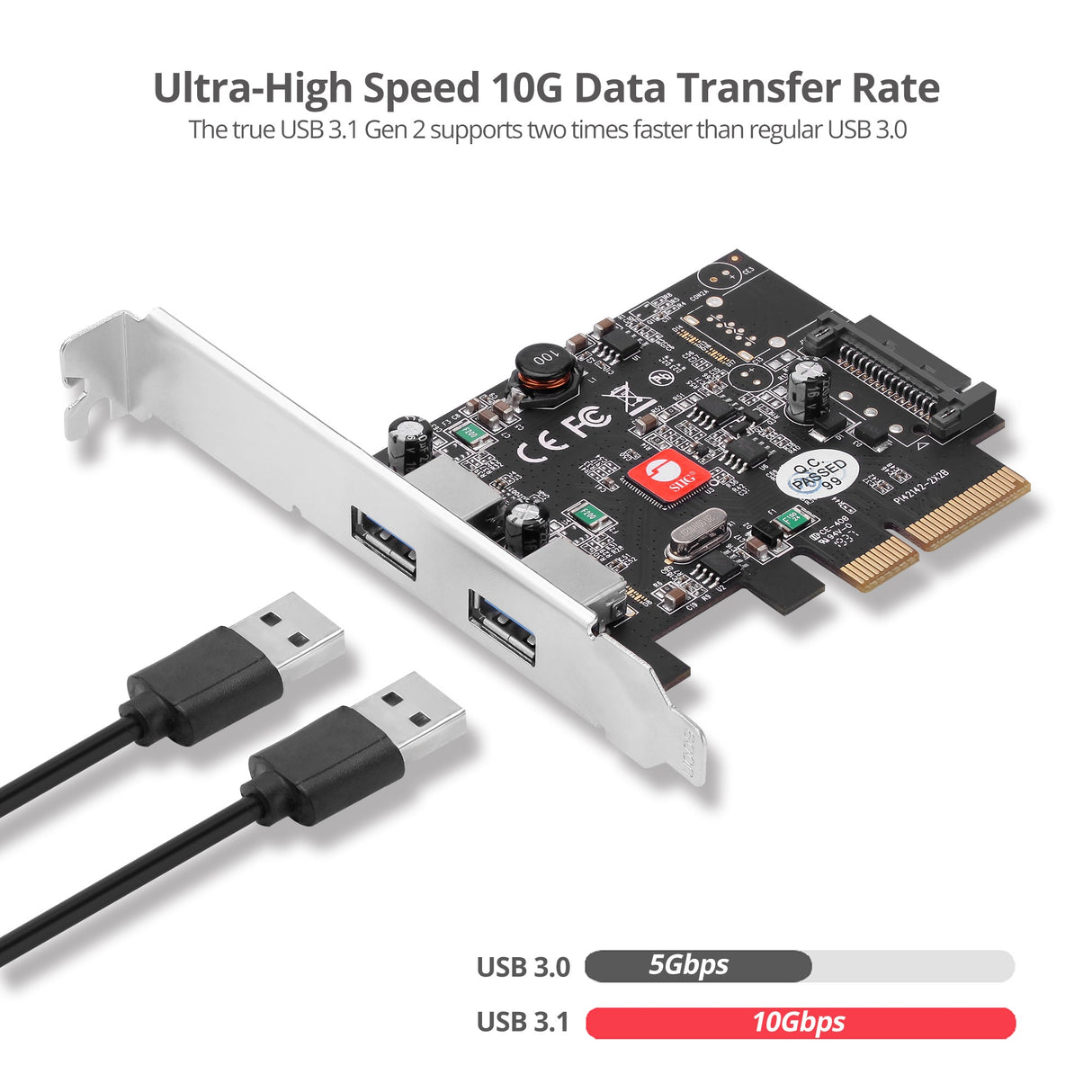 USB 3.1 2-Port PCIe Host Adapter - Type-A