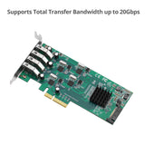 SIIG 4 Port USB 3.0 (USB 3.2 Gen 1) PCIe Card with 4 Dedicated 5Gbps Channels - Quad Core 20Gbps - UASP - SATA Power - Low Profile PCIe Adapter Card