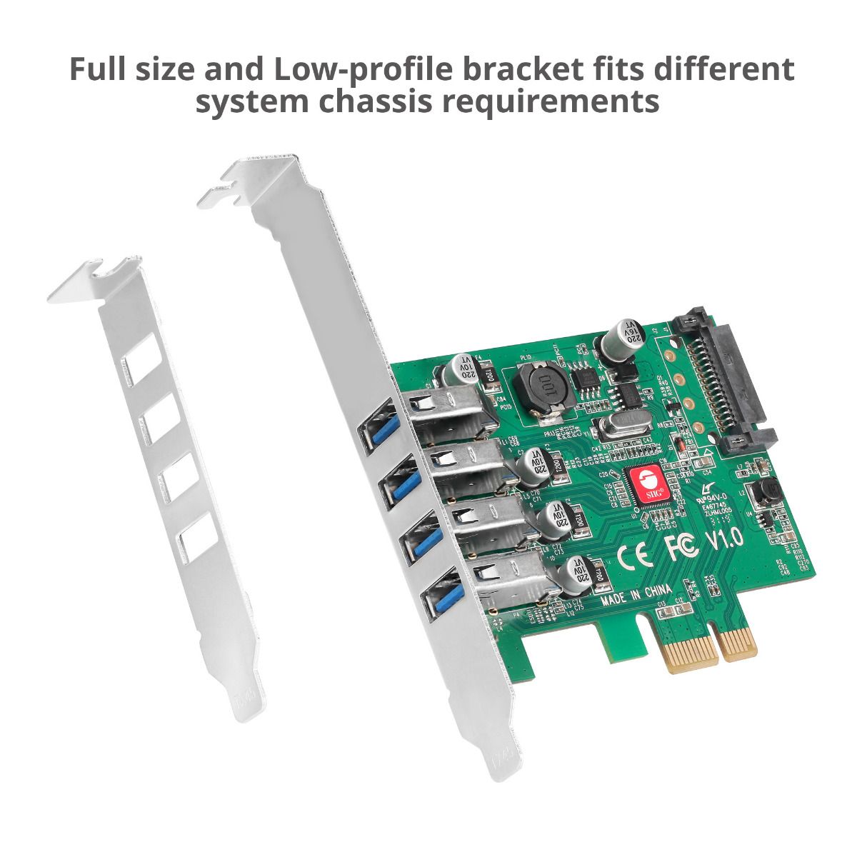 DP USB 3.0 4-Port PCIe Host Card