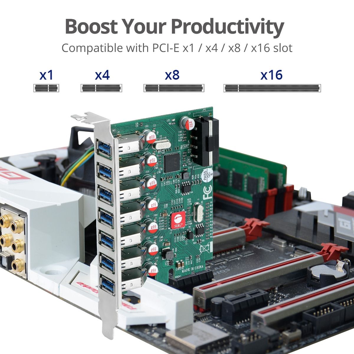 USB 3.0 7-Port PCIe Host Card