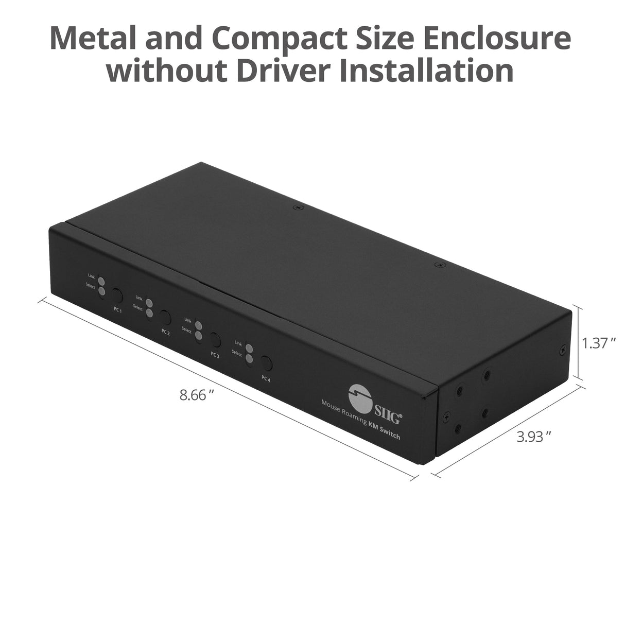 4-Port Roaming KM Switch with USB 2.0 Hub, TAA Complaint