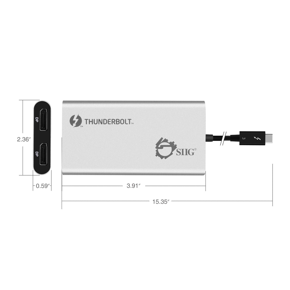 Thunderbolt V3 (USB-C) to Dual DisplayPort Adapter - DP, 1.2 4K@60Hz