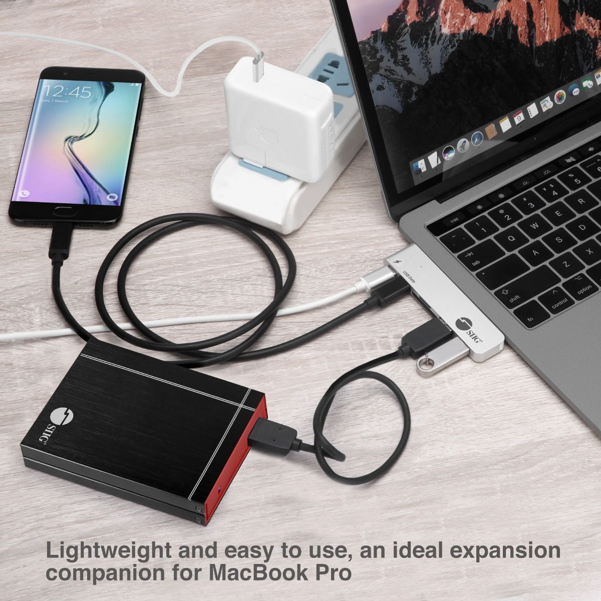 Dual USB-C Hub with Card Reader and PD Adapter – Silver