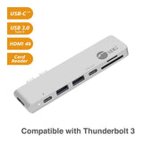 Dual USB-C Hub HDMI with Card Reader and PD Adapter – Silver