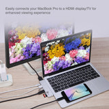 Dual USB-C Hub HDMI with Card Reader and PD Adapter – Silver