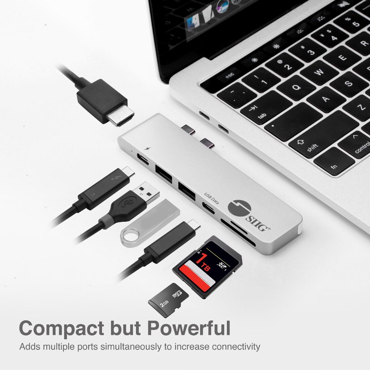 Dual USB-C Hub HDMI with Card Reader and PD Adapter – Silver