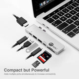 Dual USB-C Hub HDMI with Card Reader and PD Adapter – Silver