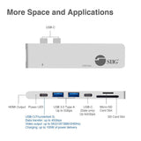 Dual USB-C Hub HDMI with Card Reader and PD Adapter – Silver