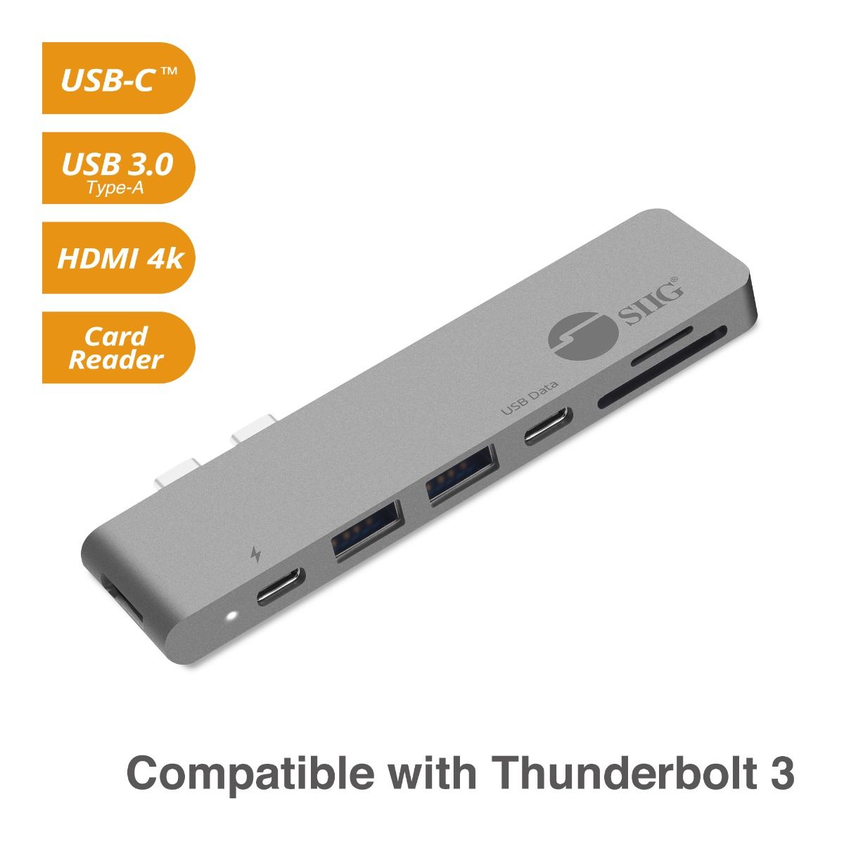 Dual USB-C Hub HDMI with Card Reader and PD Adapter - Space Gray