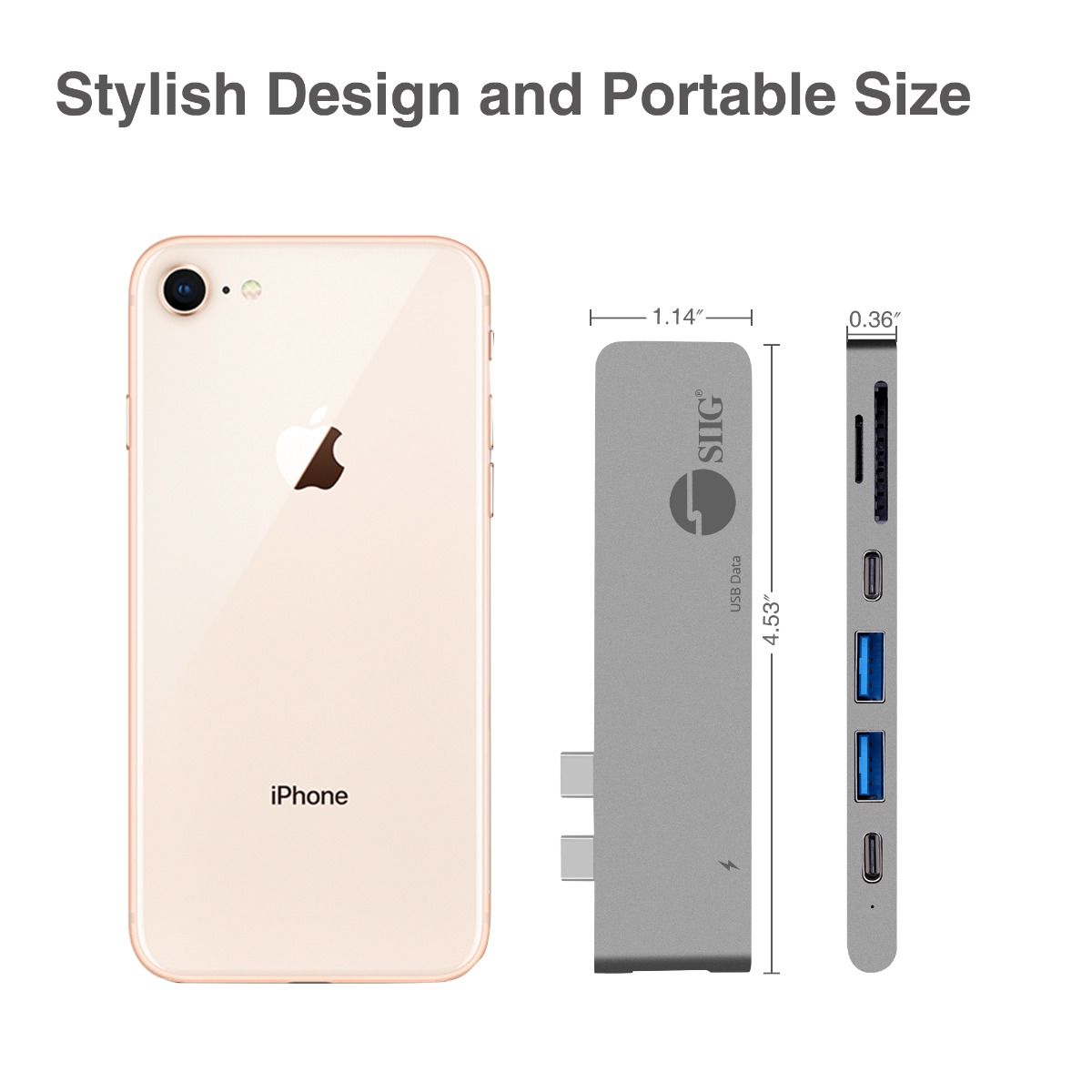 Dual USB-C Hub HDMI with Card Reader and PD Adapter - Space Gray