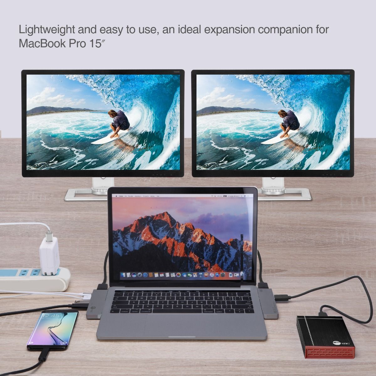 Dual USB-C Hub HDMI with Card Reader and PD Adapter - Space Gray