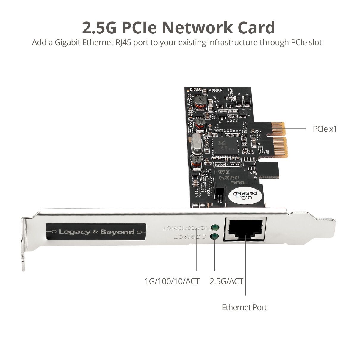 Single 2.5G 4-Speed Multi-Gigabit Ethernet PCIe Card