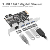 USB 3.0 3-Port Hub with LAN PCIe Host Card