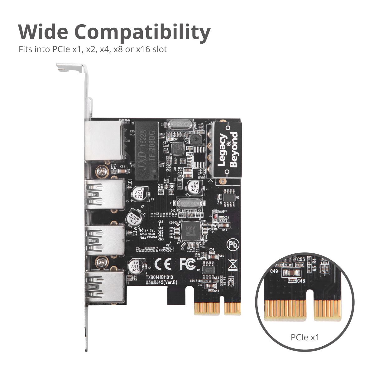 USB 3.0 3-Port Hub with LAN PCIe Host Card