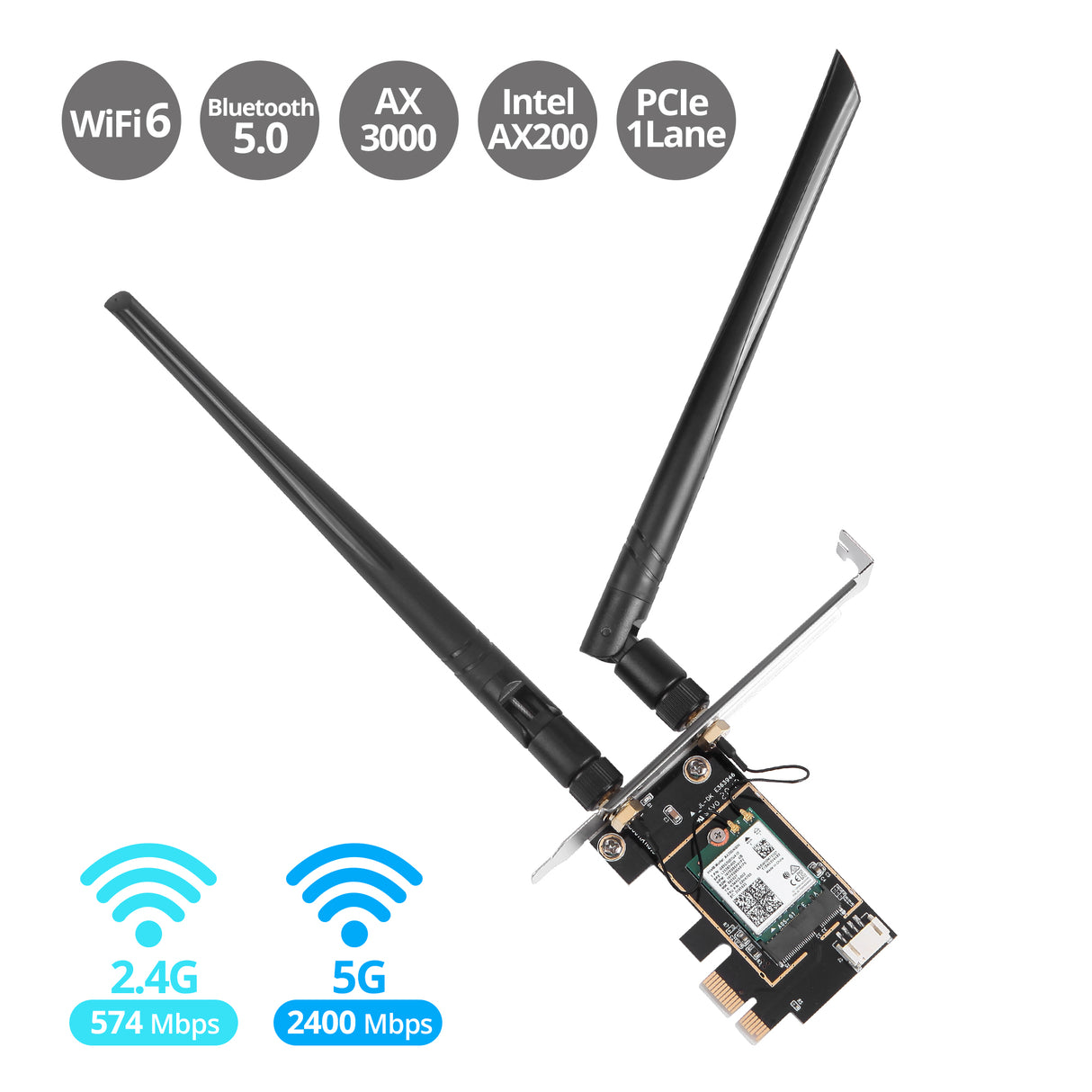 WiFi 6 Dual Band Ethernet PCIe Card - AX3000