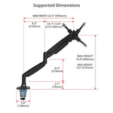 Single 45 inch Mechanical Spring Monitor Arm Desk Mount 26.4 lbs, Fits 17" to 45" Screen, Max Load 26.4 lbs, VESA 75/100/200 Compatible, Black