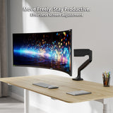 Single 45 inch Mechanical Spring Monitor Arm Desk Mount 26.4 lbs, Fits 17" to 45" Screen, Max Load 26.4 lbs, VESA 75/100/200 Compatible, Black
