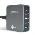 5-Port Smart USB Charger plus Organizer Bundle with QC3.0 & Type-C - Black