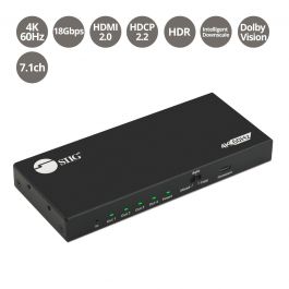 1x4 HDMI Splitter | 4 Port | 1 in - 4 Out | Ultra HD 4K/2K @ 60Hz (60 fps),  HDR | HDMI 2.0, HDCP 2.2 | Full HD/3D | 1080P | DTS | Digital Sound 