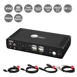 2-Port HDMI 2.0 Dual-Head Console KVM Switch with USB 2.0