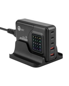 200W GaN PD Charger with Charging Display - 3C2A - Maximum 200W output totally - USB-C1/C2/C3 up to 100W - USB-A1/A2 up to 22.5W - USB-C Power Adapter - Portable USB Type-C Charger