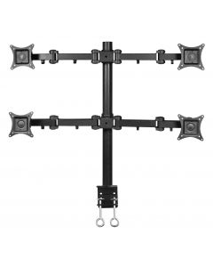 Articulating Quad Monitor Desk Mount - 13" to 27" C-Clamp