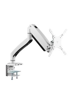 Heavy Duty Gas Spring Single Monitor Arm - Desk Mount, 17" to 43", 33 lbs Max, Aluminum, VESA 75x75, 100x100, 200x200mm, Quick Access USB 3.0 & Audio Port