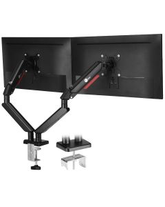 Dual Monitor Gas Spring Arm Desk Mount - 13" to 32" - Max Load 22 lbs - VESA 75/100mm