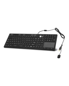 Industrial/Medical Grade Washable & Dustproof Keyboard with Touchpad, USB Keyboard, IP68 Compliant, 110-key Layout, 5 levels brightness, Silent Keycap, Silicone Material, Windows, Mac