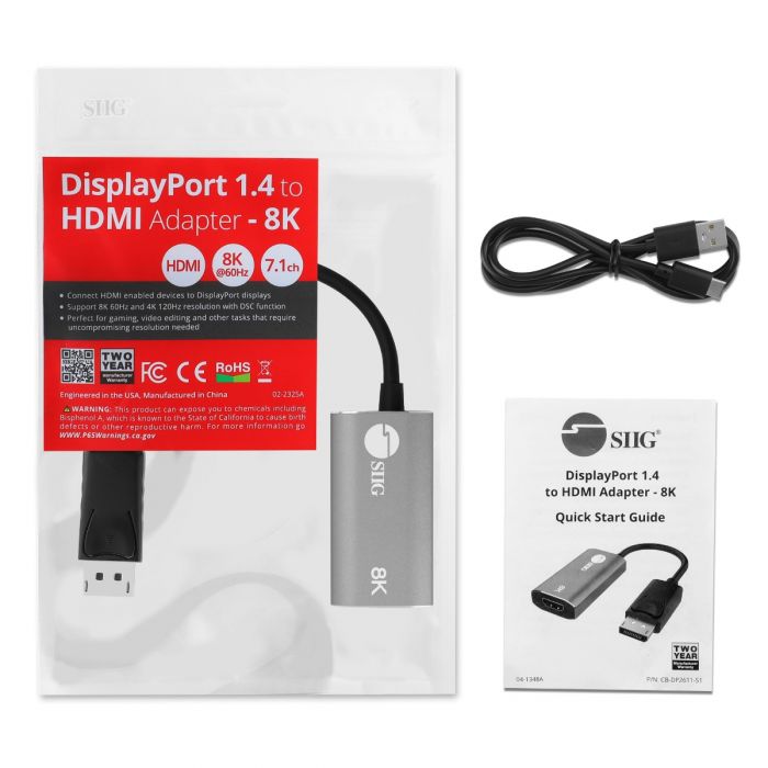 DisplayPort 1.4 to HDMI 2.1 HDR Active Adapter,Support  4k@120Hz,8K@60Hz,HDR,Uni-Directional Display Port 1.4 to HDMI 8K  Converter,Support for