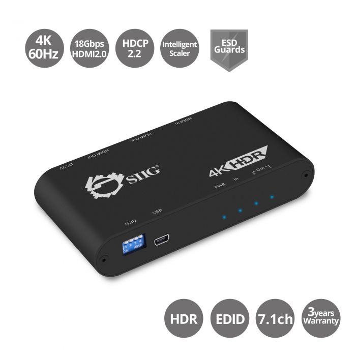1x2 HDMI Splitter / Distribution Amplifier with Auto Video Scaling