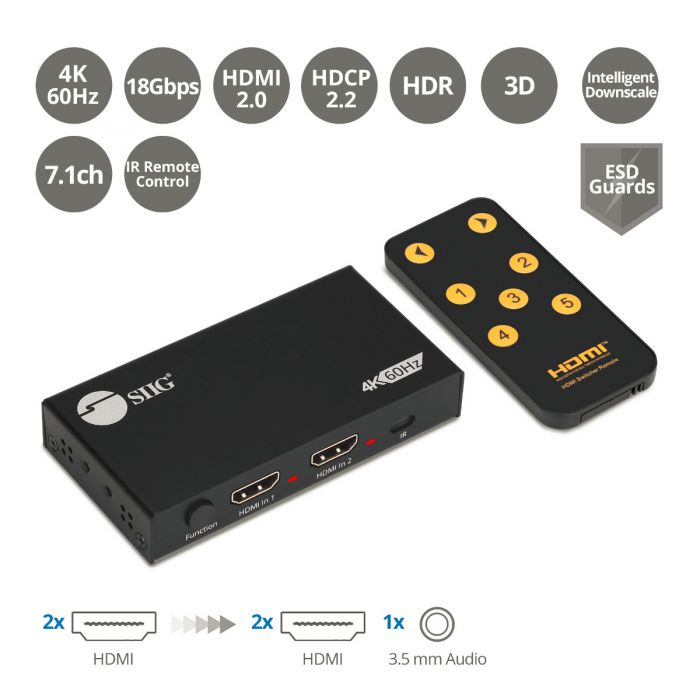 C2G 2-Port HDMI Switch - Auto Switch - Video/audio switch - 2 x HDMI -  desktop