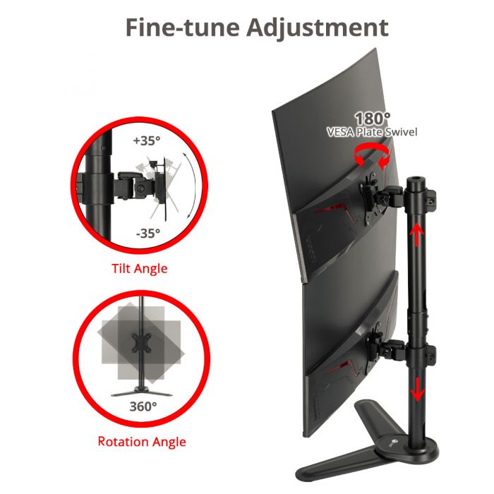 Freestanding Height Adjustable Steel Monitor Stand - Online Ergonomics