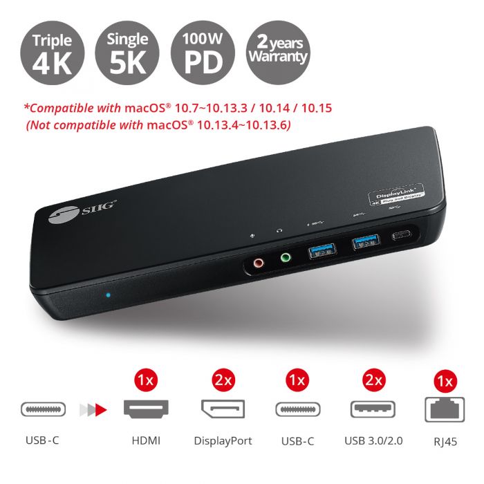 USB-C Triple 4K Video Docking Station with Power Delivery