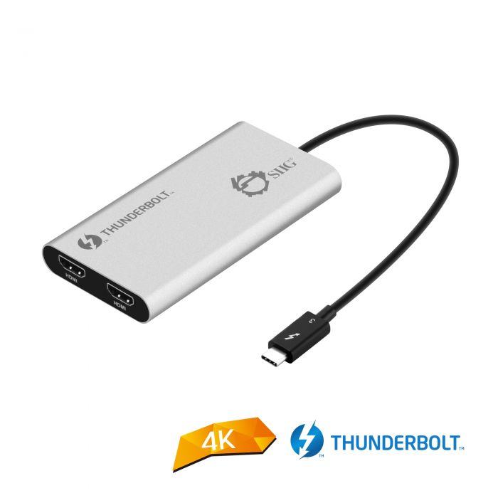 USB-C Thunderbolt V3 (USB Type C, male) to Dual HDMI Adapter - HDMI 4K@60Hz