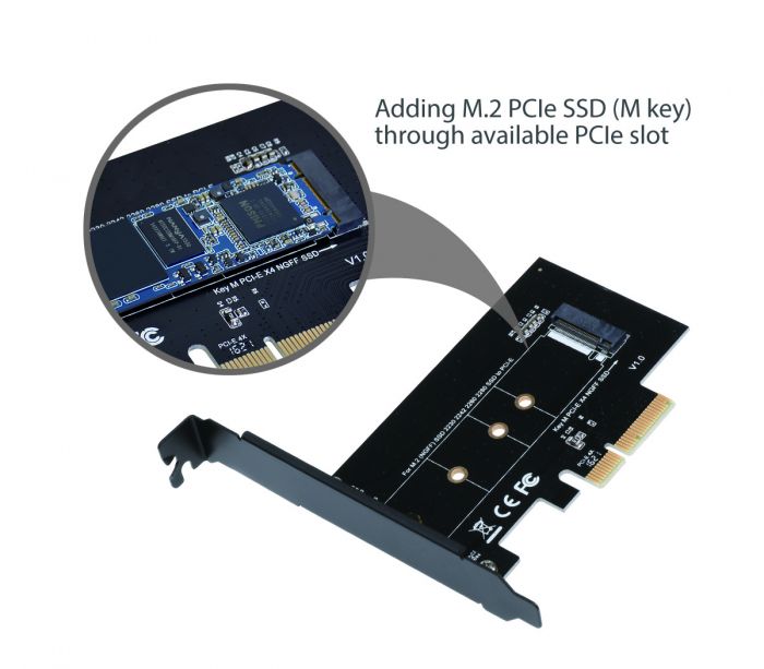 PC35979-Adaptateur M2 NVMe SSD NGFF Vers PCIE 3.0 X16 Clé M Clé B